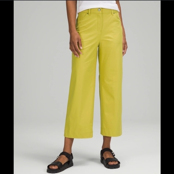 Isaac Mizrahi Trousers Pants Crop Linen Wide leg Green/Olive oil/lime Sz 8 - Picture 12 of 12